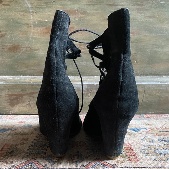 FASHIONTOAST RUMI NEELY NINE WEST SUEDE LEATHER GLADIATOR LACE UP WEDGES 8 Y2K - Picture 7 of 9